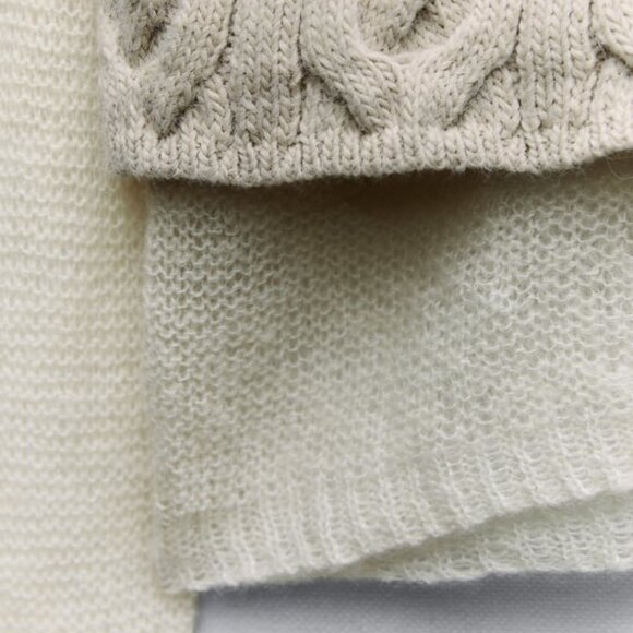 ZARA Wool Blend Knit Sweater Size M NWT Cream - Picture 9 of 9